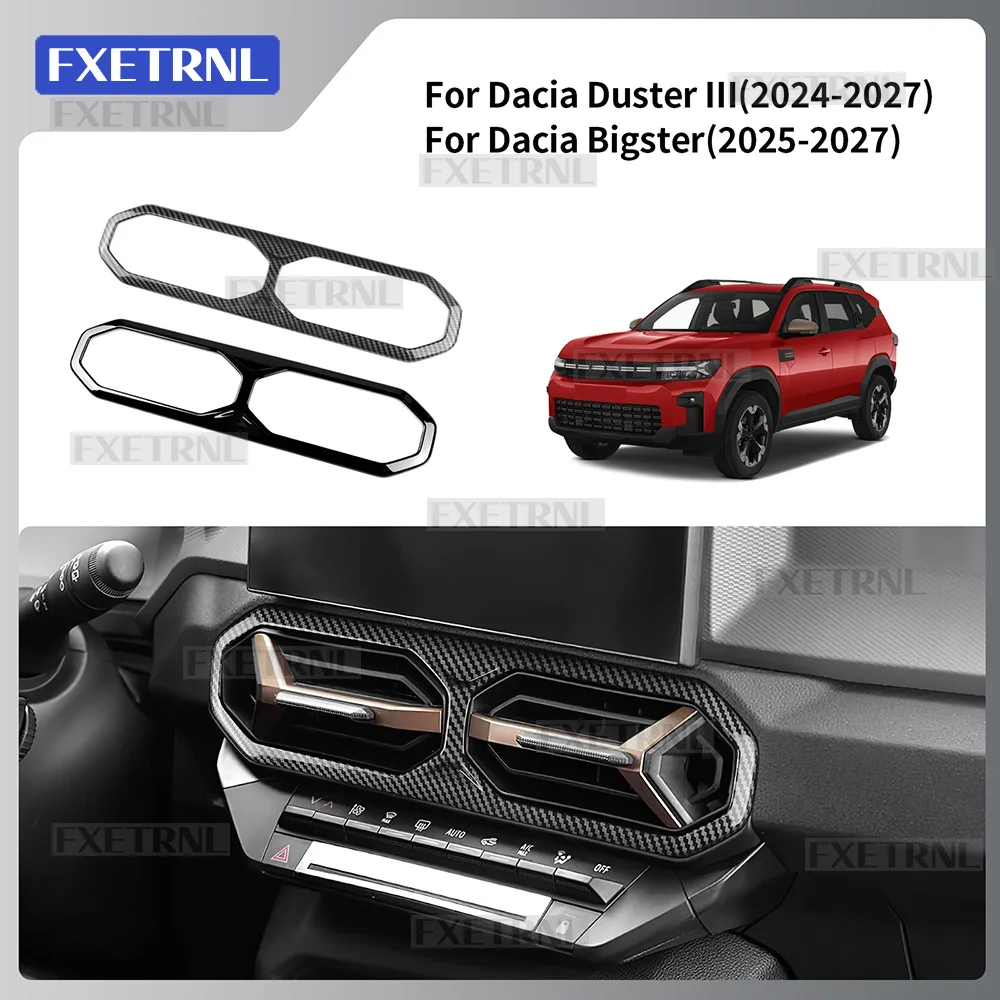 ABS Carbon fibre pattern For Dacia Duster 3 2024 2025 2026 Car Center Air Outlet Sticker for Dacia Bigster 2025 2026 Accessories