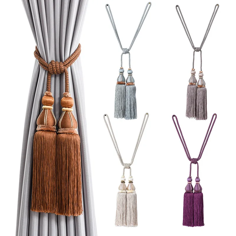 2PCS Curtain Clip Holders Tieback Buckle Clips Curtain Straps Double tassel sleeves Curtain Accessories Home Decor