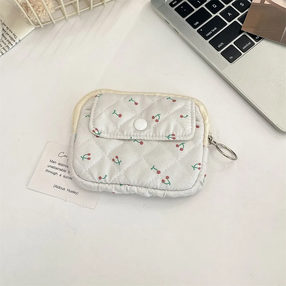 

Kawaii Floral Coin Purse Korean Style Multifuctional Small Makeup Lipstick Bag Jewelry Packing Bag Card Holder