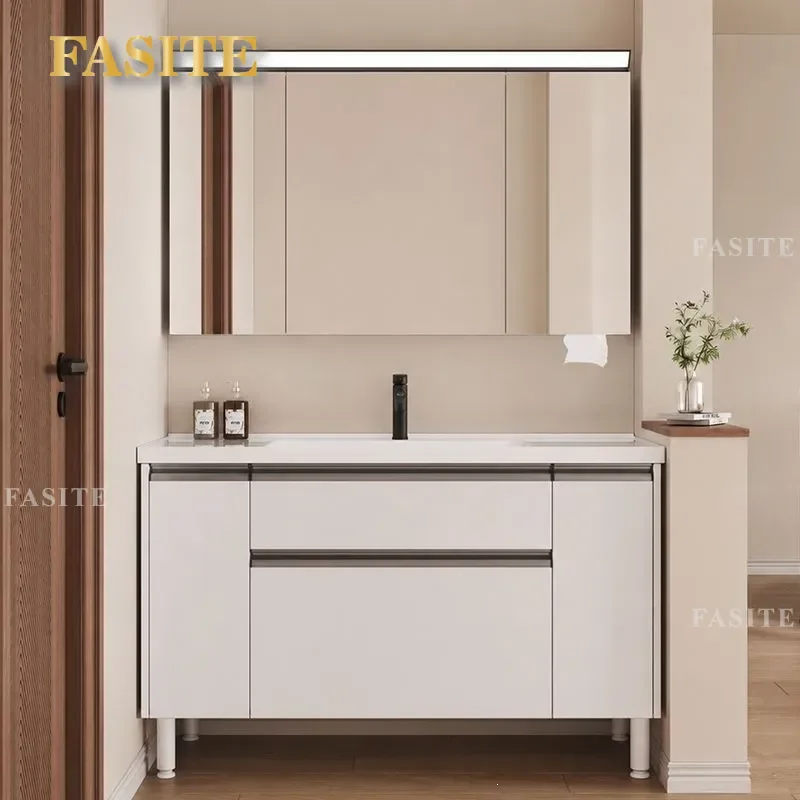 For Bathroom Floor to Ceiling Smart Mirror Cabinet with Ceramic Integrated Washbasin Sink Vanity Unit Storage Combo Modern