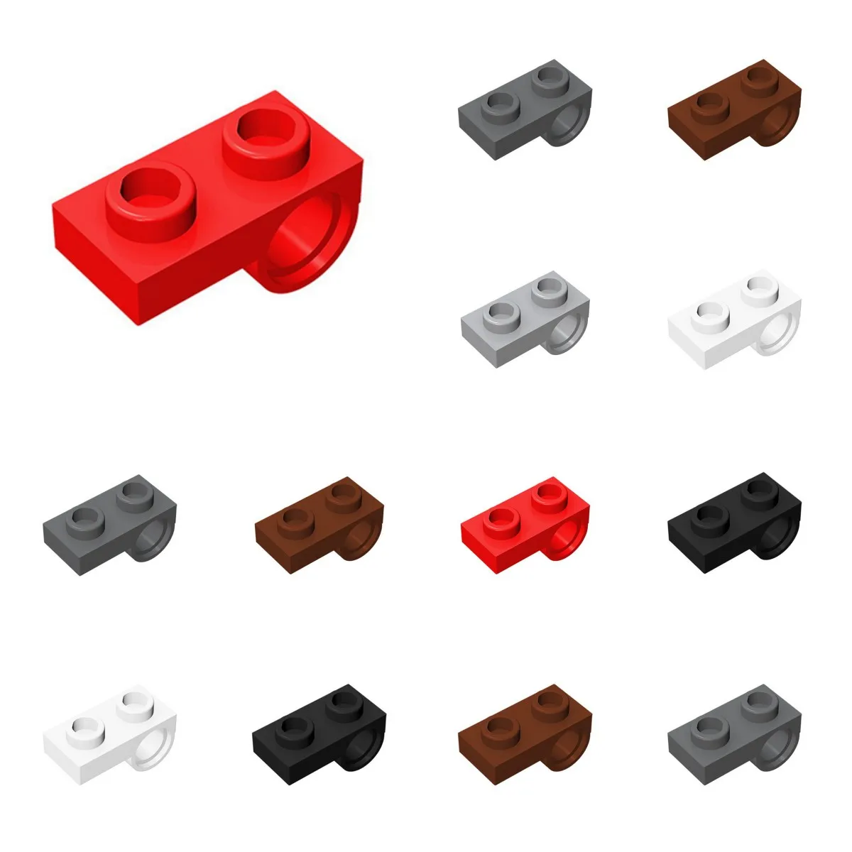 Plaque 18677 modifiée, trou de broche 1x2 sur le fond, Collection de briques, jouet GBC modulaire pour blocs de construction techniques MOC, 50 pièces