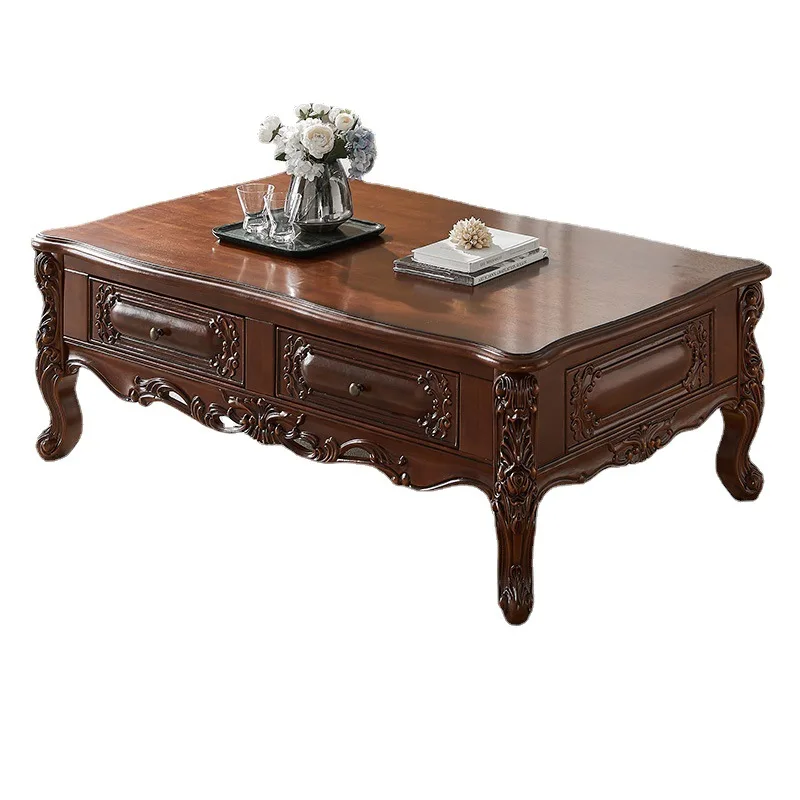 

Coffee table American living room engraved with drawers tea rectangular 1.5m P313