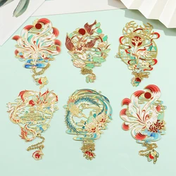 Auspicious Divine Beasts Hollow Metal Bookmarks Gold Bump Textured Book Accessories Reading Markers Gifts For Book Lovers Girls