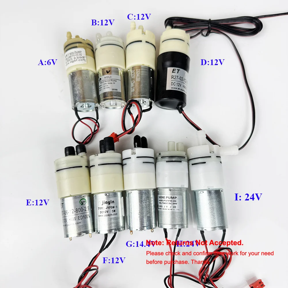 1 Stück Micro 370 Motor Wasserpumpe DC 6V/ 12V/ 14,4V/ 24V Selbstansaugende Membran-Wasserpumpe Saugwasser-Durchflussregelpumpe für Tanks