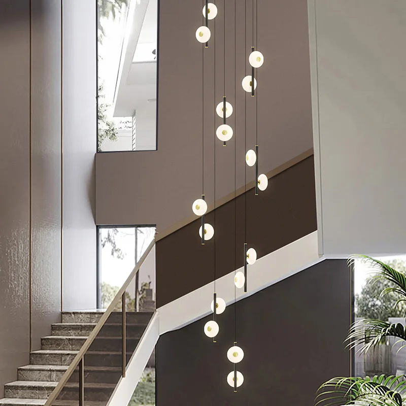 Nordic Designer Hanging Chandelier, teto Sala Pendant Lamp, Modern Exhibition Hall e Stairwell