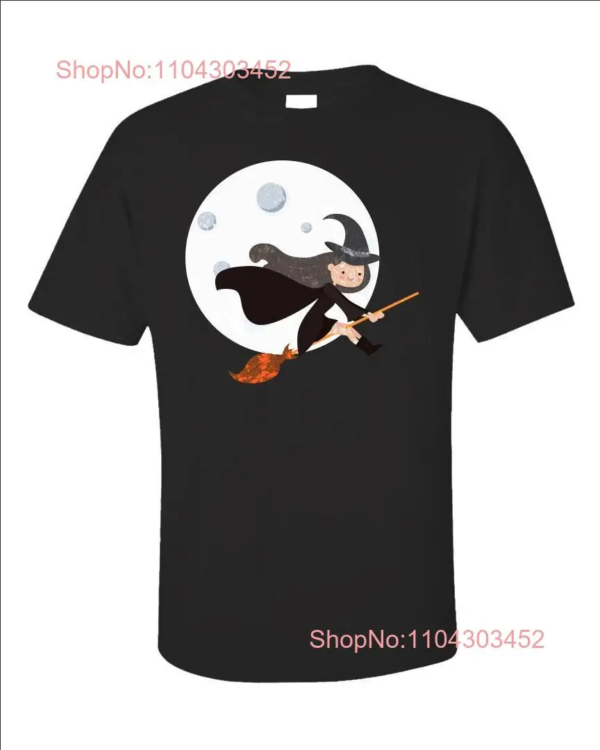 Funny Witch T Shirt Broomstick Flying Top Halloween Apparel Novelty Fast Shipping long or short sleeves