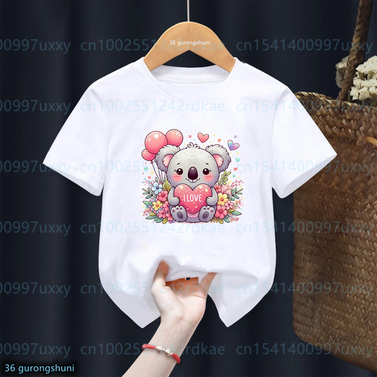 

New Girls T-Shirt Cute Watercolor Koala Animal Print Toddler T Shirt Fashion Cute Baby Shirt Summer Kids Short Sleeved Shirt Top