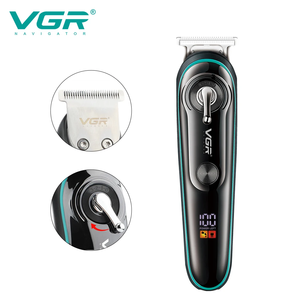 VGR Professional Hair Clipper Men's Waterproof Hair Trimmer Grooming Tools Rechargeable Cordless Hair Clipper for Barber V-075