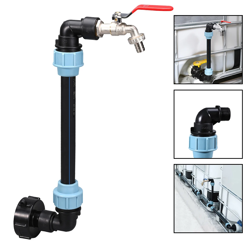 3/4-calowy adapter zbiornika IBC na gęsiej szyi z zaworem wylotowym 3/4-calowy gruby gwint na gęsiej szyi 2-drożny mosiężny gwintownik Złączka