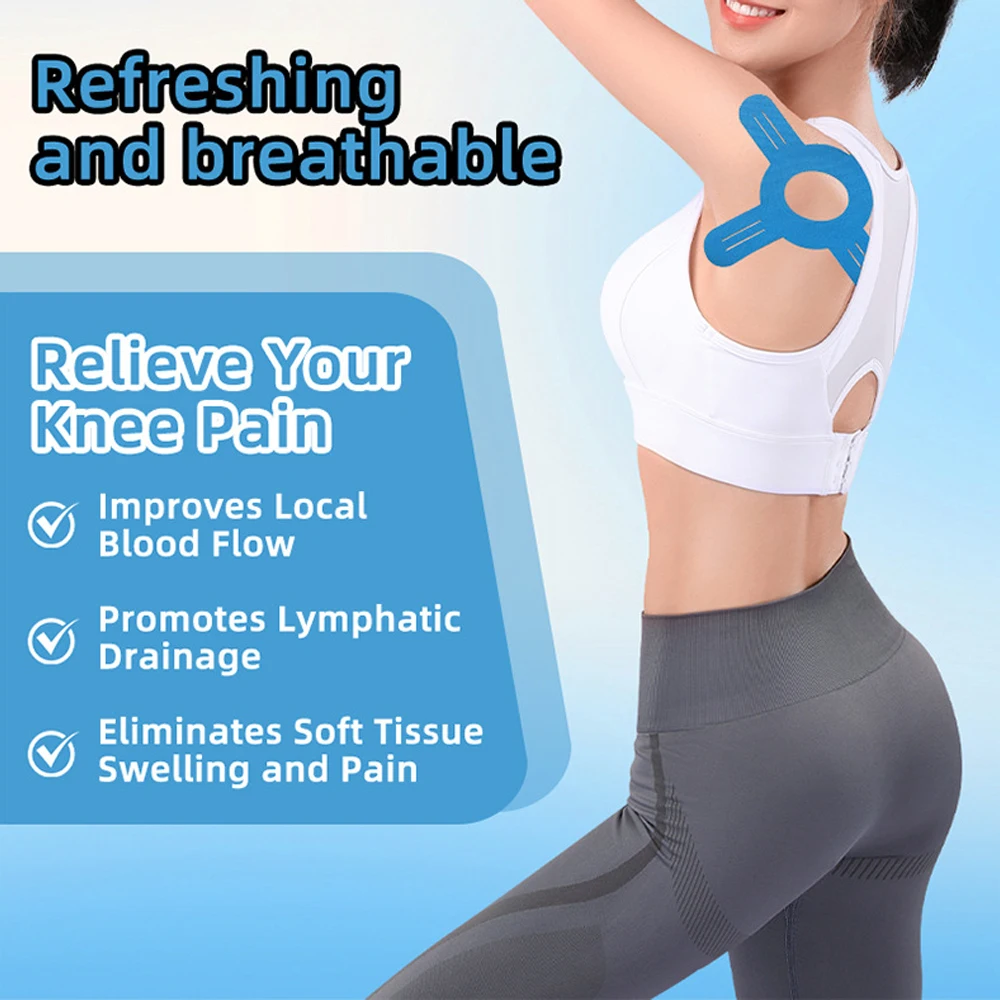 5 pçs fita para joelhos respirável pré-cortado esportes fita atlética suporte de joelho adesivo para reduzir lesões aumentando flexibilidade
