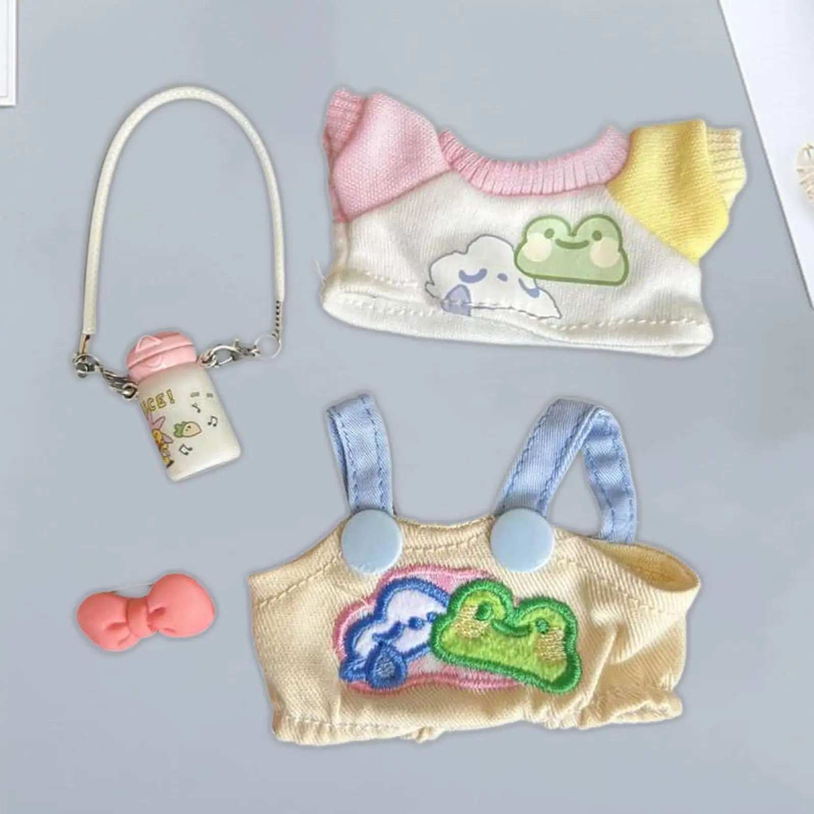 Doll Clothing Comfort with Hanging Hook Presents Daily Wear Doll Changing Clothes Doll Frog Clothing Doll Overalls for 17cm Doll