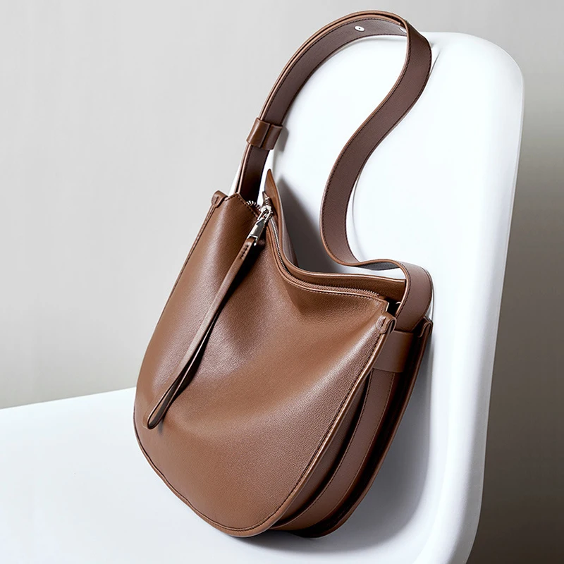 Genuine Leather Women Tote Bag 2025 New Large Capacity Women\'s Shoulder Bag Luxury Designer Cowhide Crossbody Bags 2522