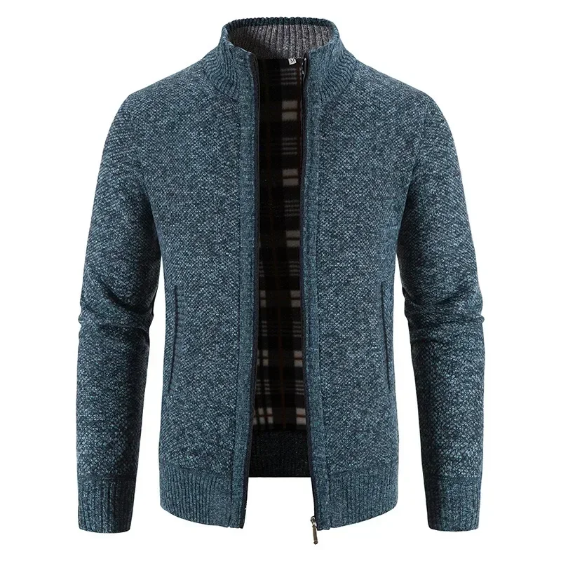 Autumn Winter Warm Cardigan Men Fleece Zipper Sweaters Jackets Men Slim Fit Knitted Sweatercoat Thick Cardigan Sweater Coat