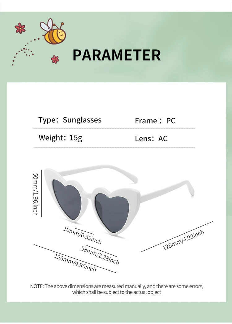 UV400-Schutz Kinder-Sonnenbrille in Herzform 2026 Neu 7 Farben Niedlich für Mädchen Jungen Kleinkinder Outdoor Reise Tägliches Geschenk Sonnenbrillen-Accessoire – Detail 3