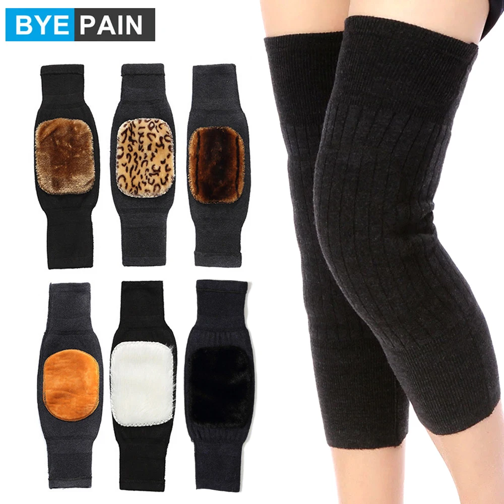 BYEPAIN 1Pair Unisex Cashmere Wool Knee Brace Pads Winter Warm Thermal Knee Warmers Sleeve for Women Men