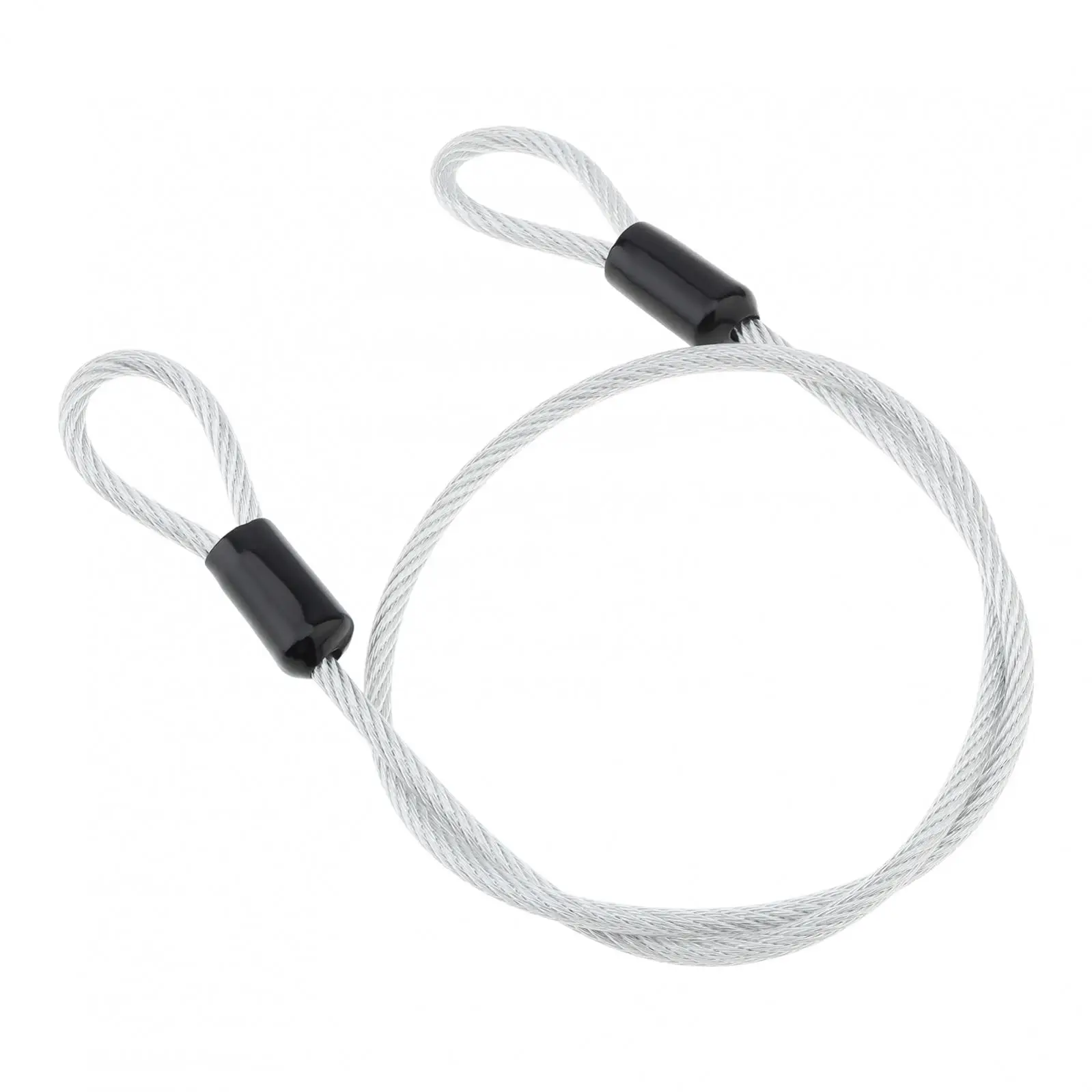 4 mm 60 cm PVC Shell Galvanized Bike Lock Cable for Bicycles / Luggage / Bag with Double Loops, Portable Cable Lock