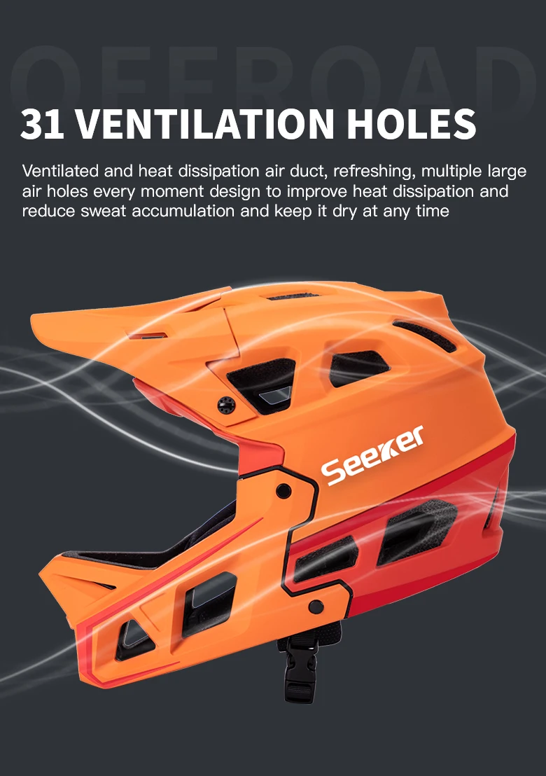 SEEKER Erwachsenen-Mountainbike-Helm Offroad-Vollgesichtshelm Fahrrad Downhill AM DH Offroad-Helm Radsport-Schutzausrüstung – Detail 8