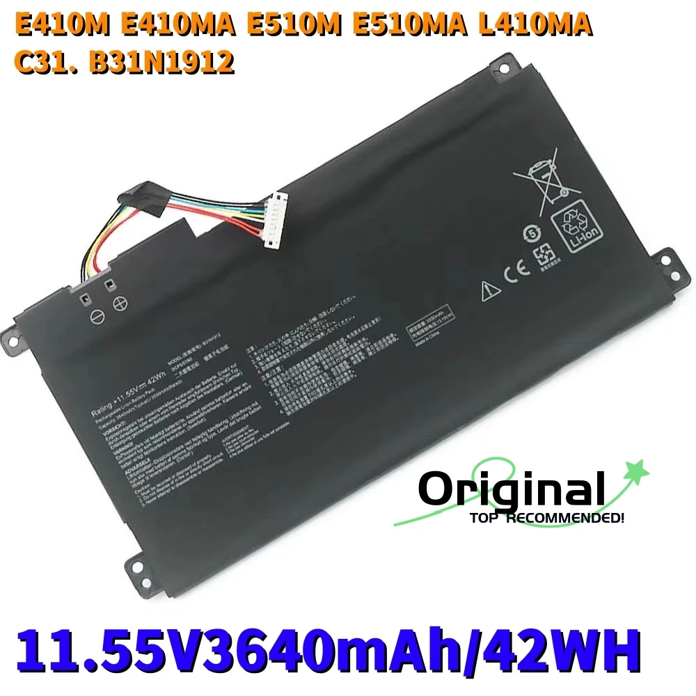 

Original for ASUS E410M E410MA E510M E510MA E510MA L410MA B31N1912 C31N1912 Laptop Battery 3640mAh 11.55v