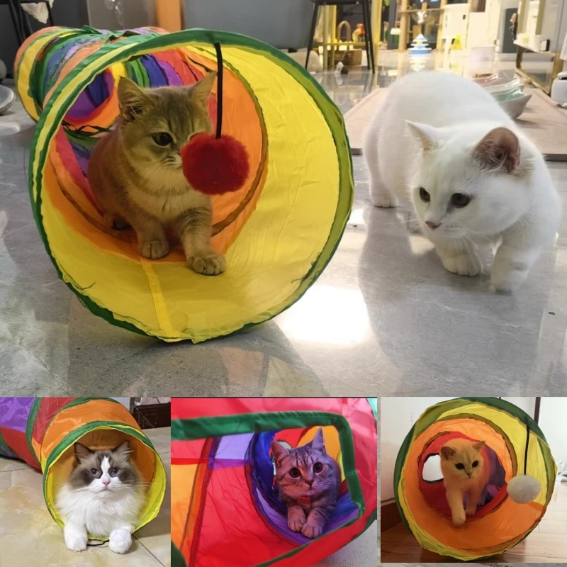 cat play tunnel interactive toy,hide and seek tunnel, portable&collapsible pop up cat tunnel for cats' instinct