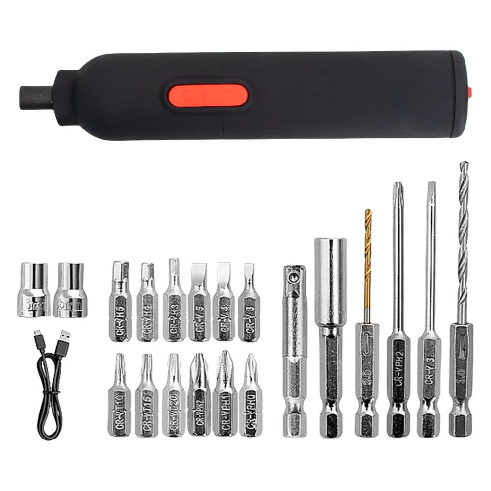 Cordless Screwdriver 2000mAh Battery Small Electric Drill LED Light Automatic Screwdriver Rechargeable for Furniture Gaming PC