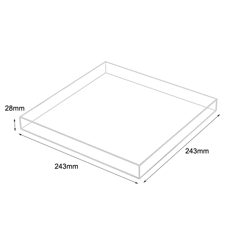 Accept Customized Size Square Hotel Catering Serving Tray Acrylic Candy Storage Tray