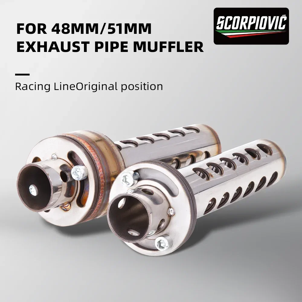 

Motorcycle Exhaust Pipe Universal 48/51mm Plug-in Type Adjustable Muffler Escape Refit DB Killer Silencer Upgrade Accessories