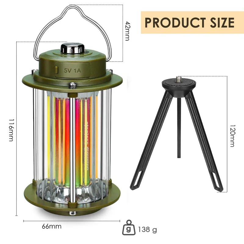 B37B-Outdoor Waterproof USB Rechargeable Camping Light Portable Lantern Flashlight Handheld LED Light 3 Color Light Source