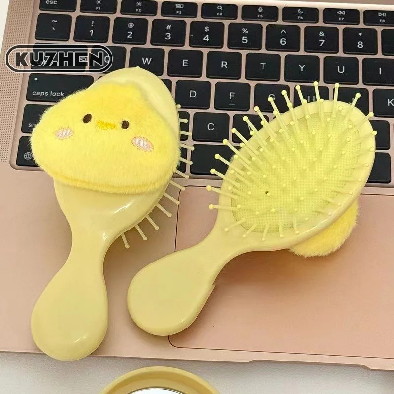 Funny Stuffed Chicken Plush Hairbrus Folding Massage Comb Head Massage Airbag Comb Anti-Static Portable Travel Girl Hair Combs