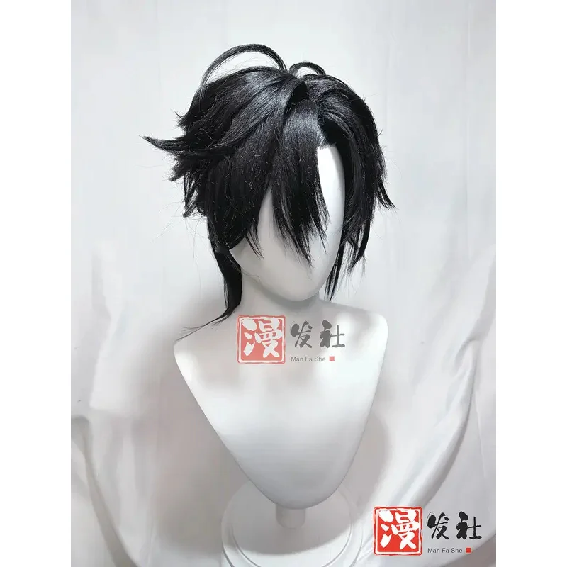 Link Click Cheng Xiaoshi Cosplay Wig 30cm Short Black Hair Anime Heat Resistant Synthetic Halloween Costume Role Play Prop Giftb