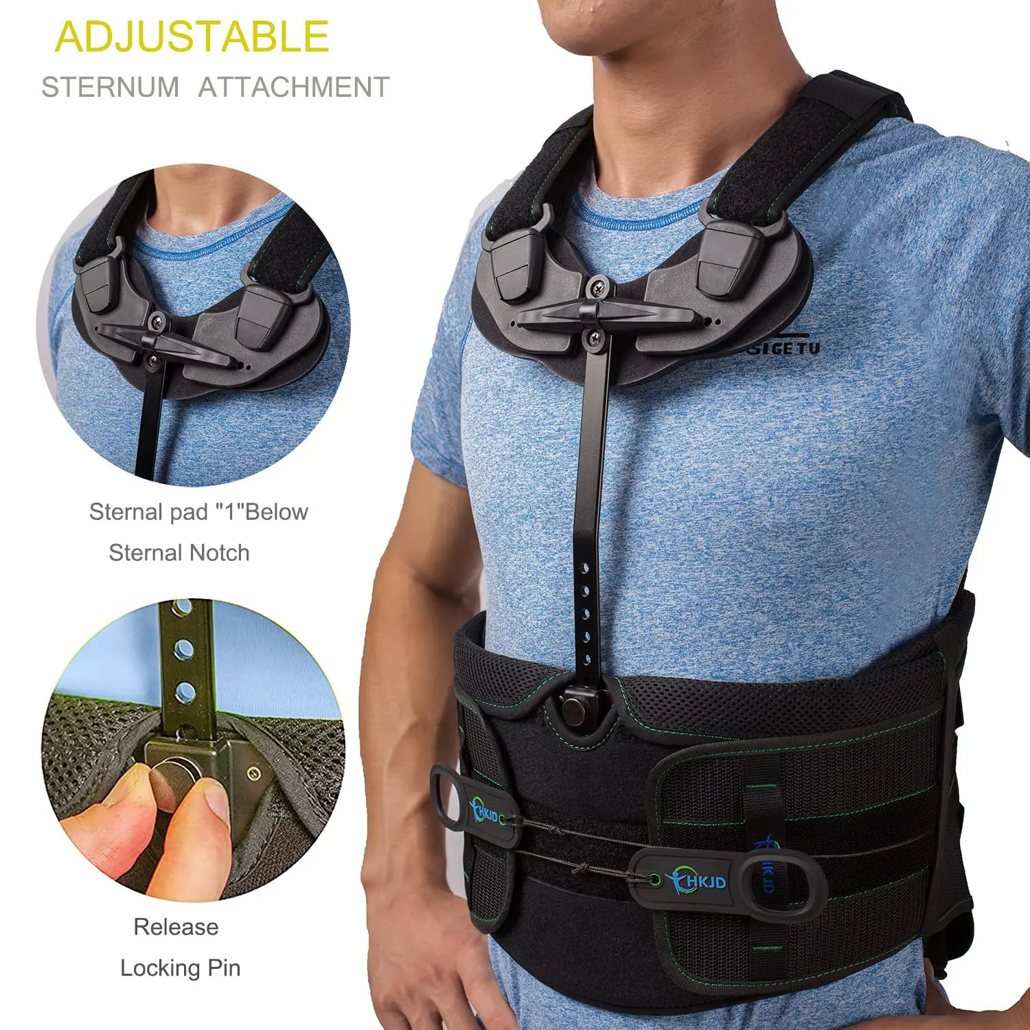 HKJD TLSO Full-body Back Brace Support Thorax Lumbar Sacrum Orthosis for Kyphosis, Osteoporosis and Postural Correction Recovery