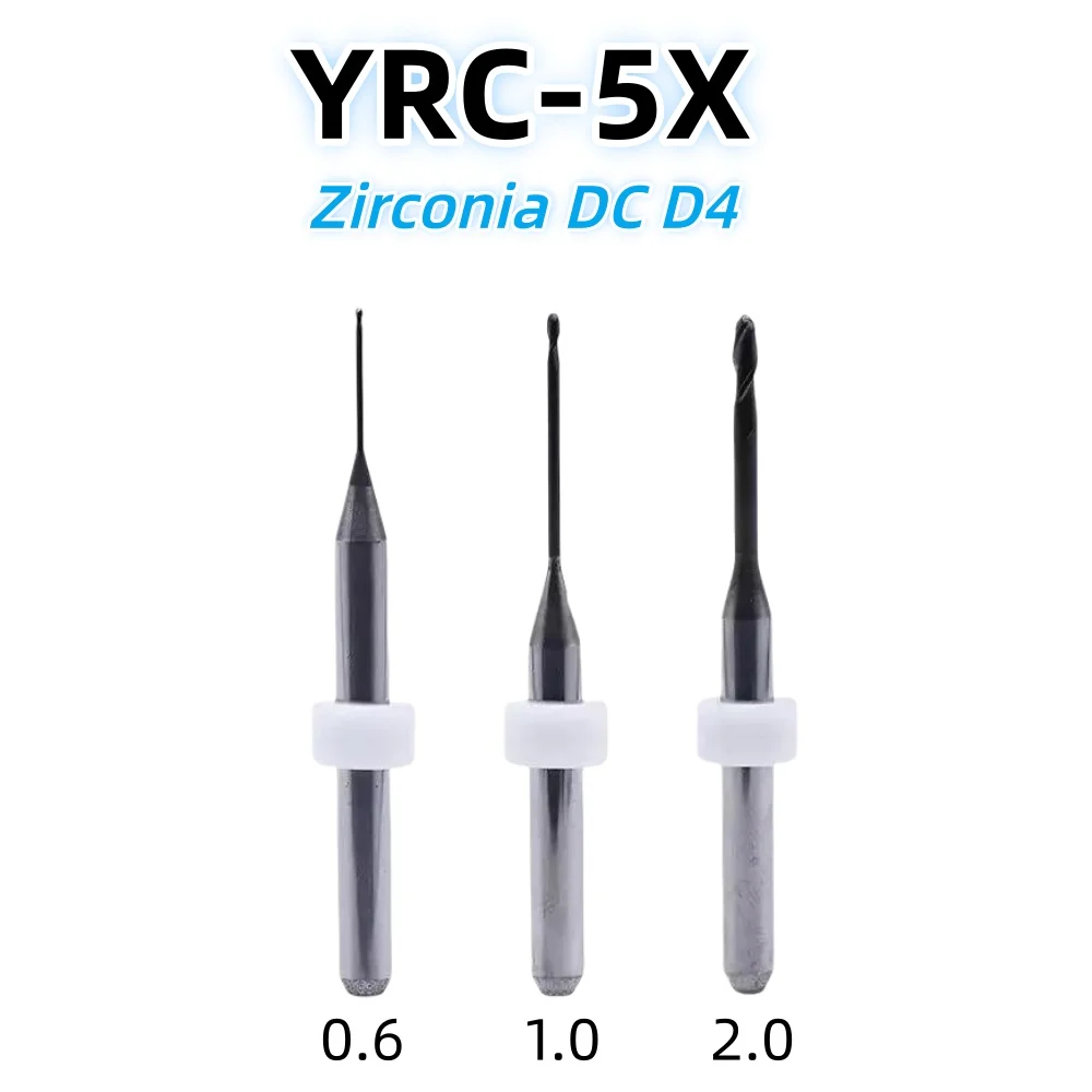 Yucera YRC-5X Dental Milling Burs for Zirconia Lithium Disilicate/Emax Metal PMMA DC Coating D6/D4 CAD CAM Grinding Drills