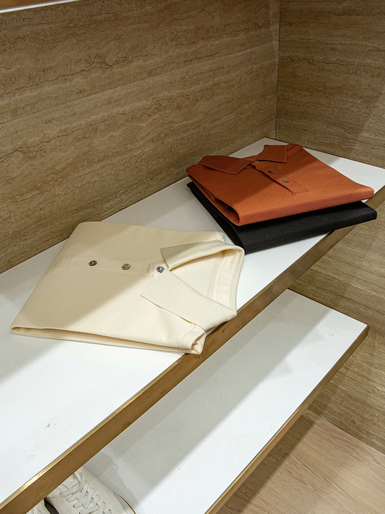 

Мужская повседневная одежда из смеси шелка и хлопка ort Sve irt с отложным воротником Busin Leisure Faion Urban Sle, летняя одежда