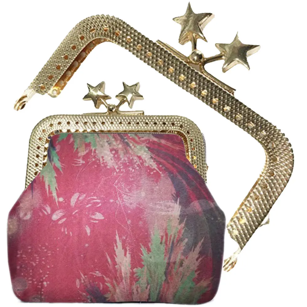 

10PCS 8.5cm Vintage Metal Clutch Frame Rust Resistant Flower Pattern Design Two Tiny Beads Lightweight Purse Making Accessories