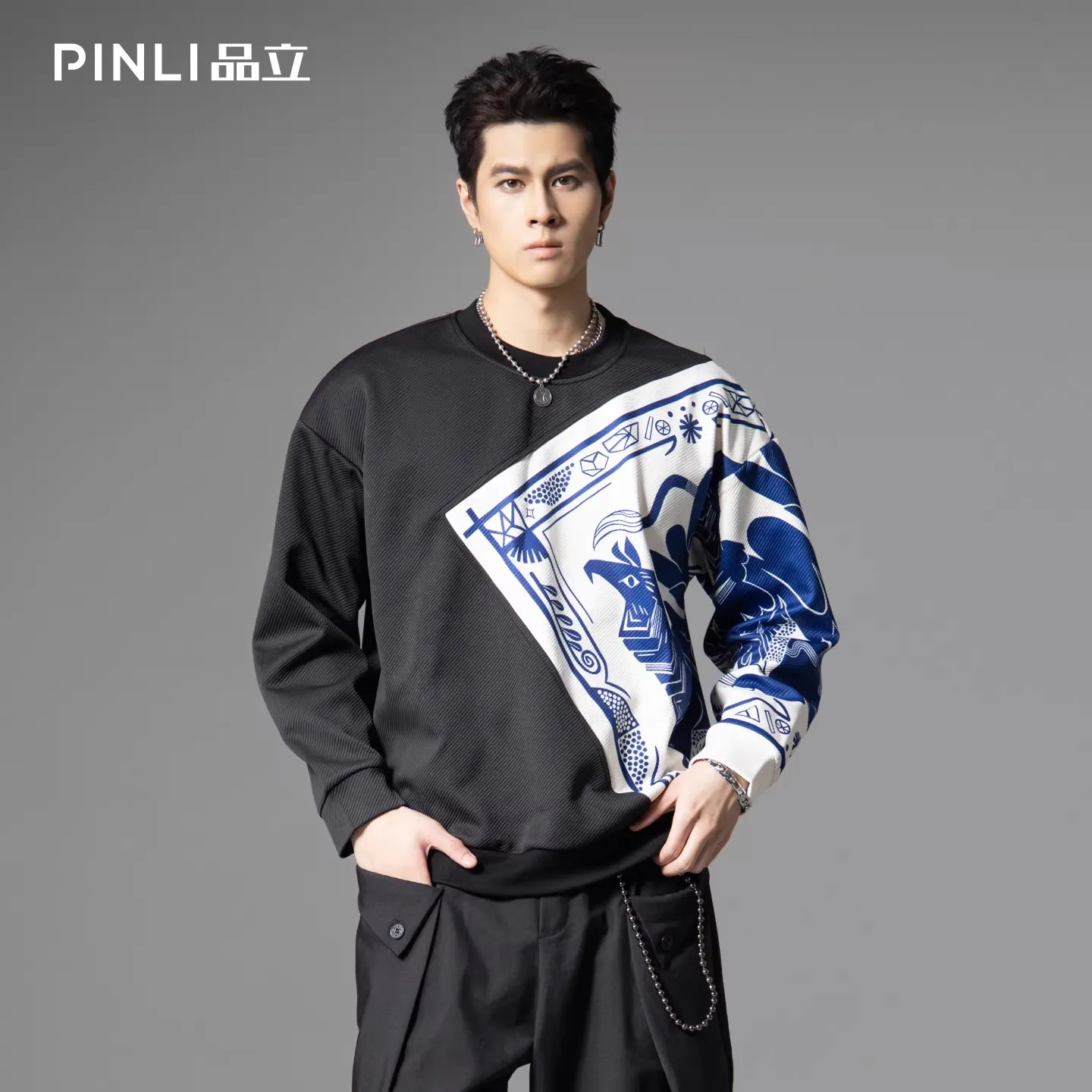 

High-End Sweatshirt For Men Loose Fit National Style Print Casual Autumn Quality Polyester&Spandex Trendy Sudaderas Para Hombres