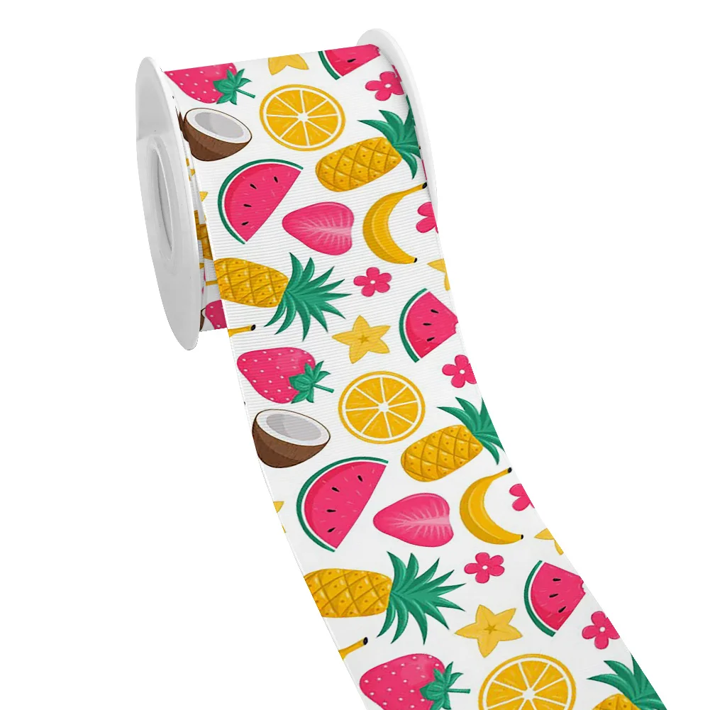 5 yards Summer Season Fruit Design Printed Grosgrain Ribbon for Cheer Bows DIY Girl Headwear Hair Bows Satin Ribbon