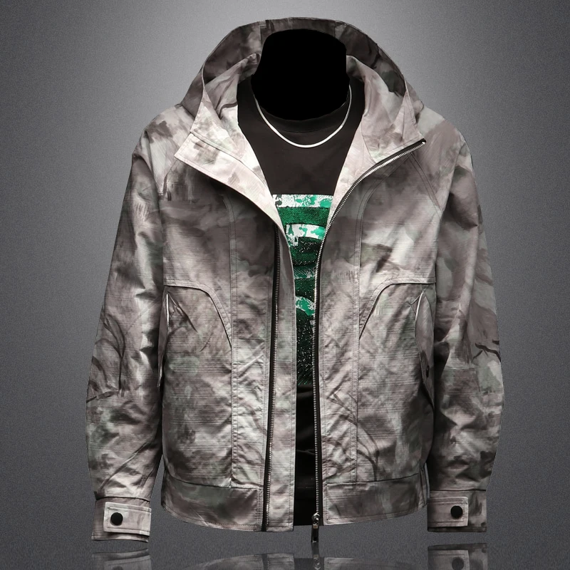 

2025 Luxury Retro Hooded Jacket for Men Autumn Autumn Windproof Bomber Jackets Casual Business Outdoor Windbreaker Men Clothing