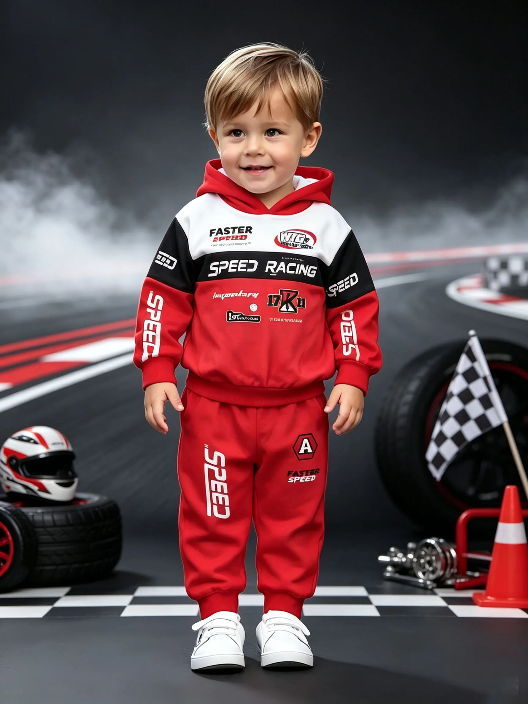 Kids Toddler Boys Color Block Racing Hoodie 2Pcs Set Letter Print Jogger Pants Autumn Sport Tracksuit