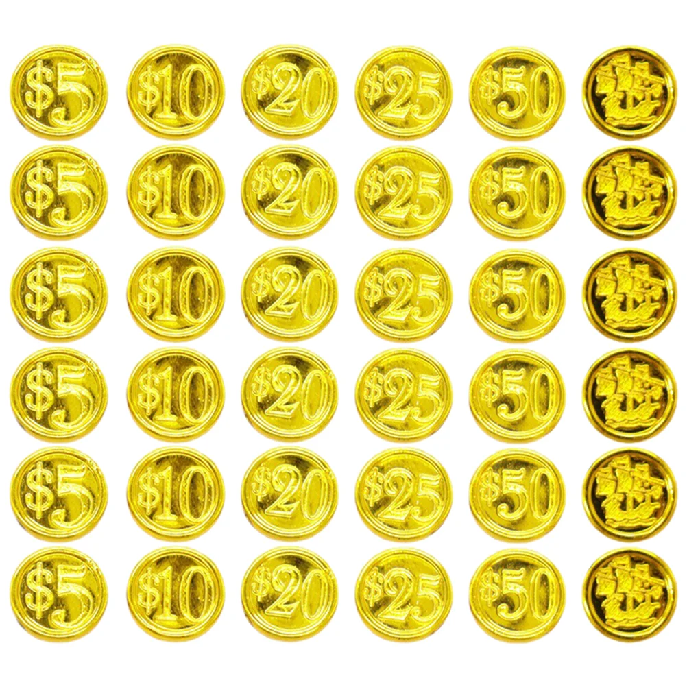 48 Pcs Pirate Gold Coin Toy Party Favors Fake Props Baby Game Coins Toys Kids Gift Pocket Reusable Gaming Compact