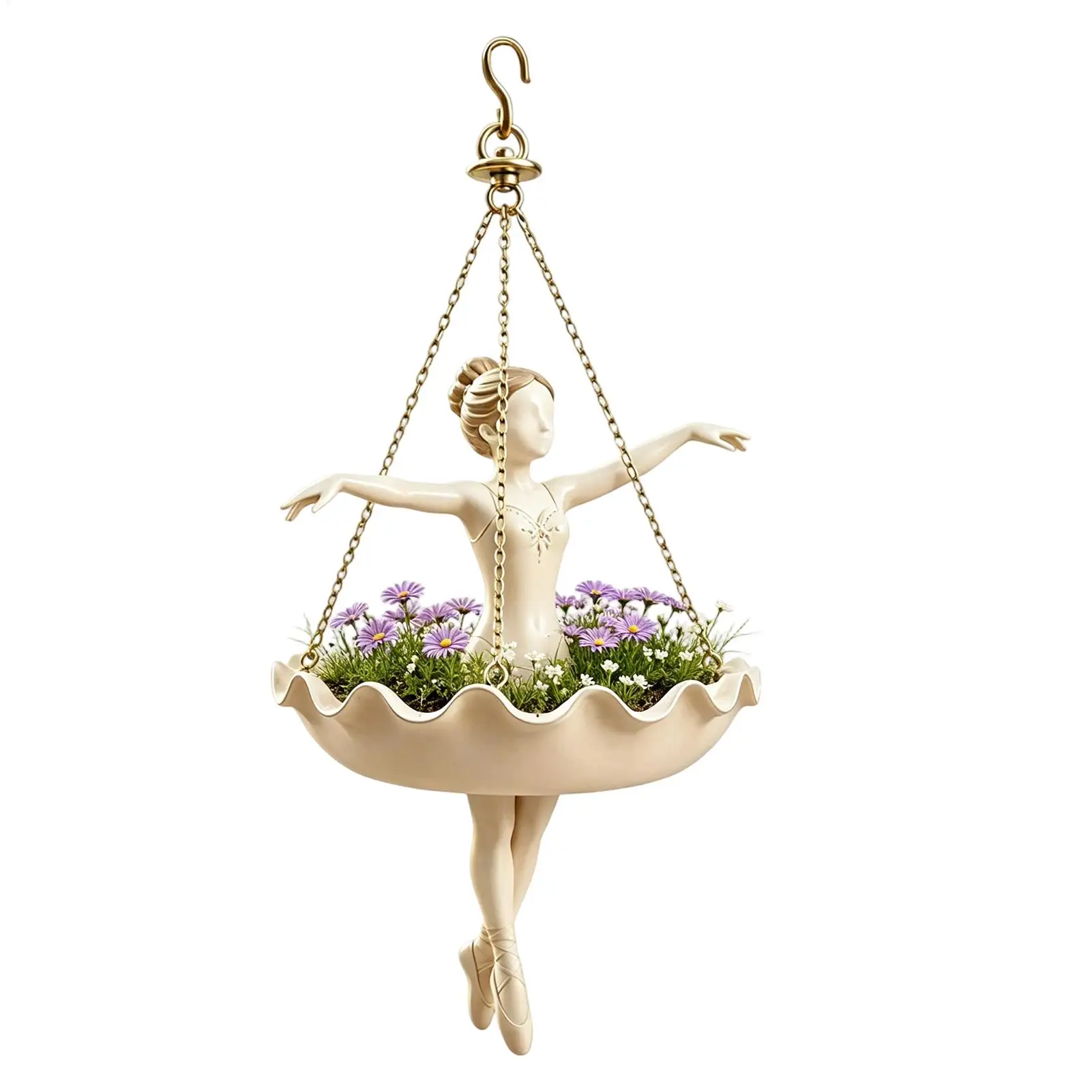 Ballet Dancer Hanging Planter,Cute Resin Ballerina Flower Pot, Elegant Dancer Artistic Plant Holder For Trailing Vines Succulent