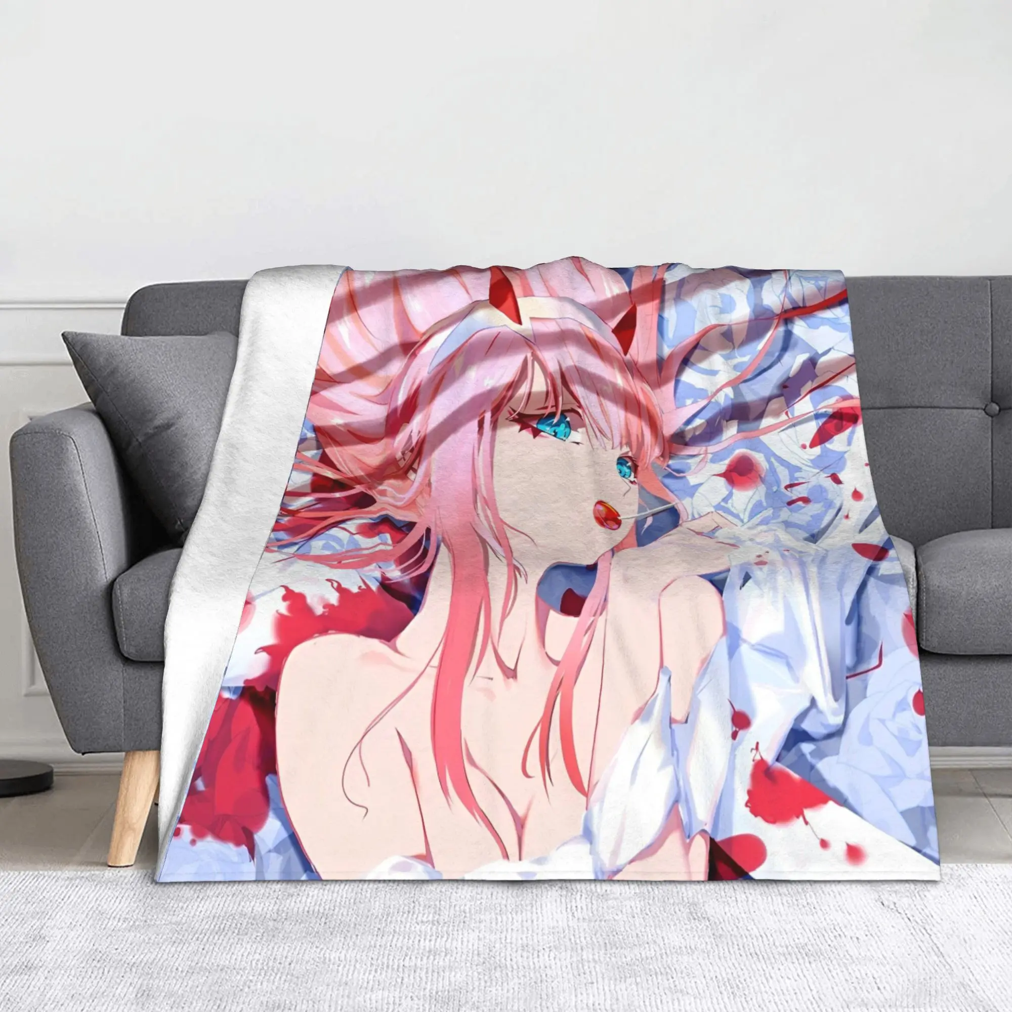 

Одеяло для девочек Zero Two 002, фланелевые одеяла в стиле аниме, персонализированные мягкие теплые покрывала для путешествий в самолете