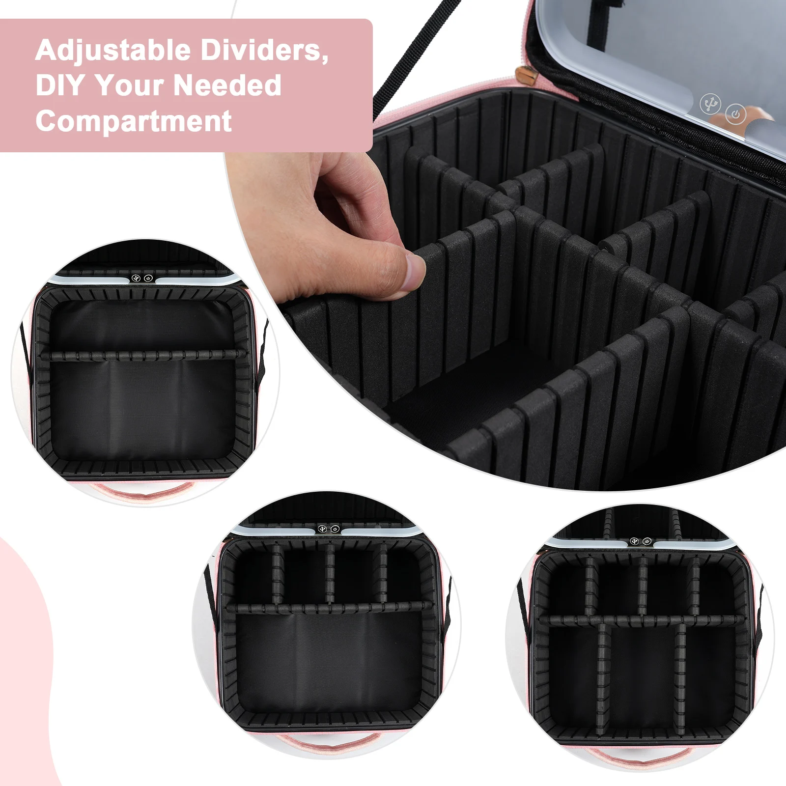 Makeup Bag Partition Organizer Large Capacity Travel Cosmetic Storage Bag Professional Makeup Bag