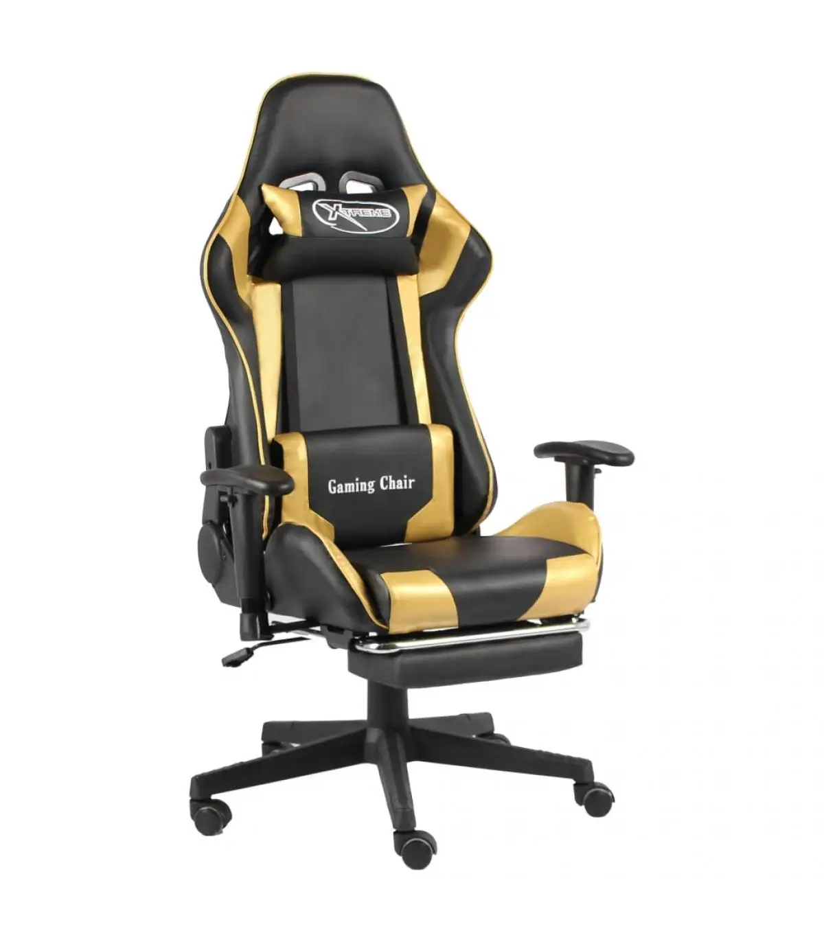 Gold PVC footrest swivel gaming chair video game armchairs