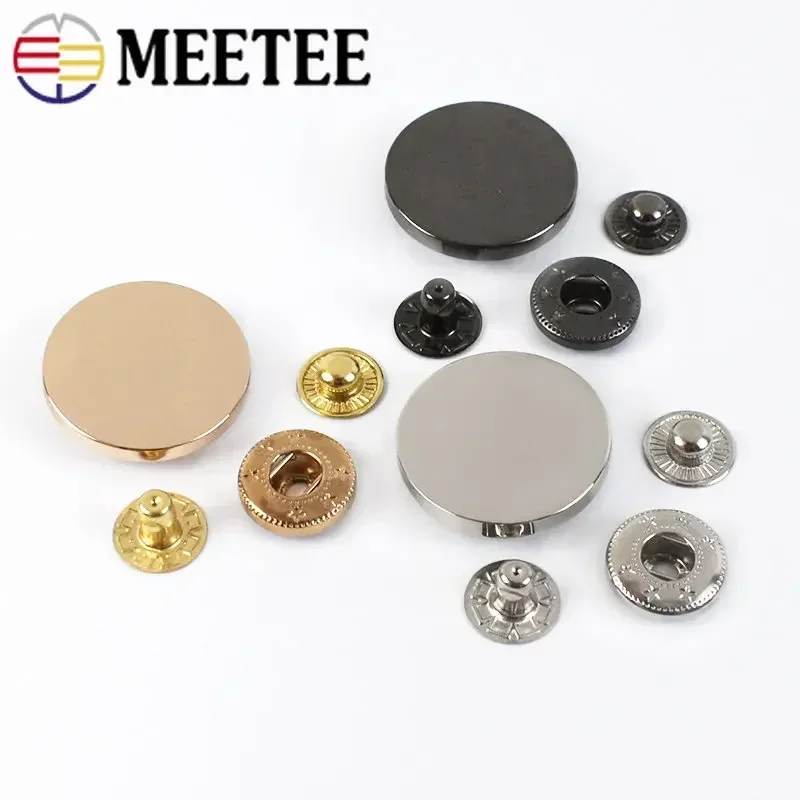 20Sets Meetee 10-25mm Metalen Snap Drukknopen Knoppen Plaksteen Bevestigingsmiddelen voor Portemonnee Kleding Jas Jas lederen Craft Accessoires