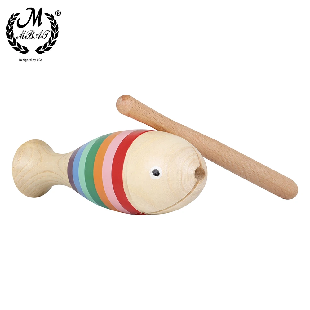 M MBAT Fish-Shaped Clapper Wooden Childrens Sound Tube Small Musical Percussion Instrument Fit Elementary Enlightening Education