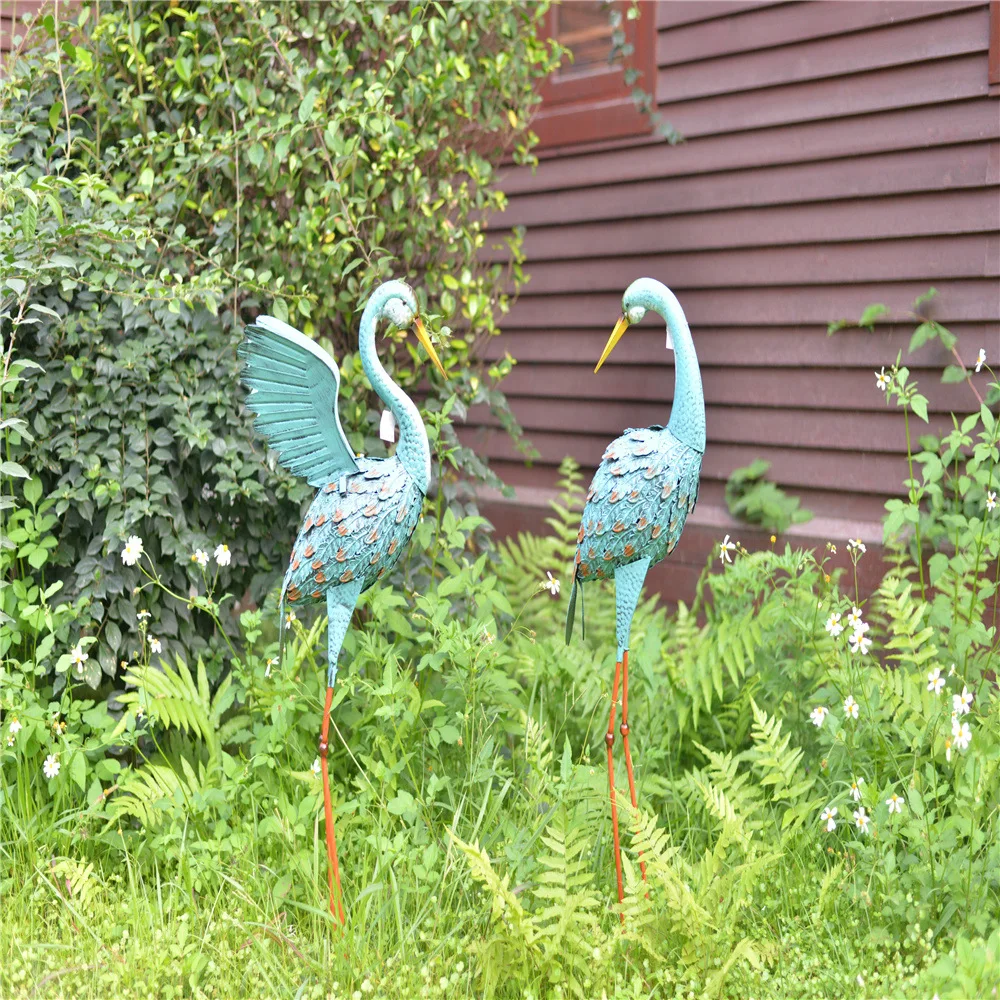 

Tall Iron Flamingos Set of 2 Blue | Pink Garden Landscaping Decoration