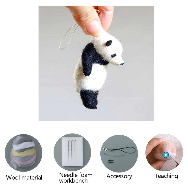 Non-Finish Kit Funny Lovely Cat Dog Panda Raccoon Pocket Animal Wool Needle Felting Pocket Animal Doll Toy DIY Kit For Kids