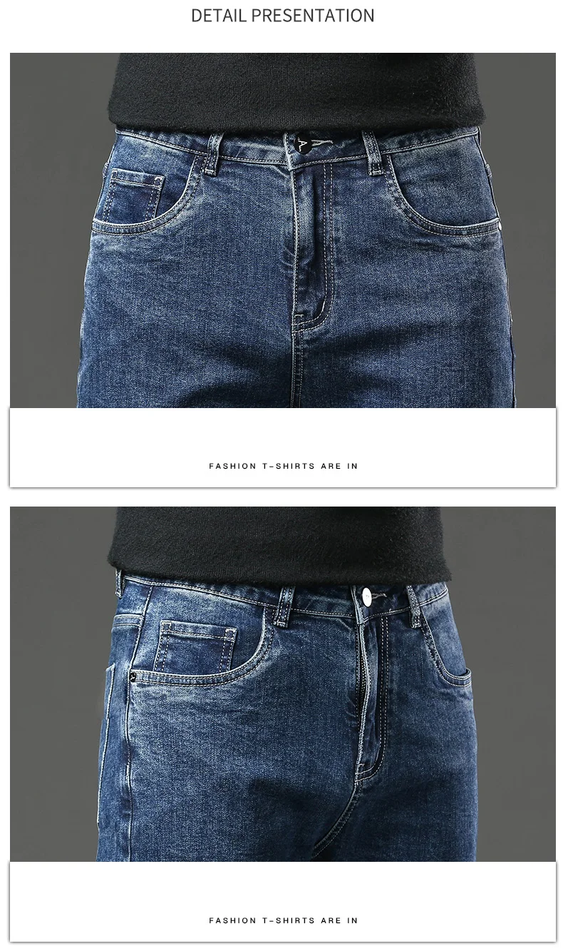 Winter Fleece Dicke Warme Jeans männer Dünne Gerade Elastische Denim Hosen Casual Männliche Kleidung Mode Plüsch Hosen – Detail 13