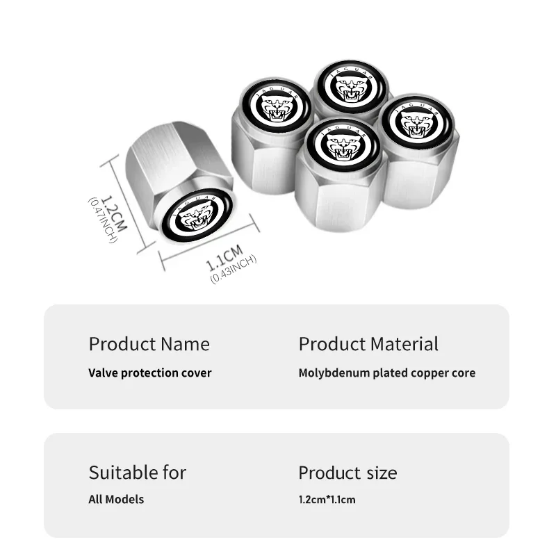 5 قطعة عجلة السيارة الإطارات صمام قبعات الإطارات حافة الجذعية يغطي مقاوم للماء ل جاكوار XK S-نوع F-Type X-Type F-Pace I-Pace E-Pace XFR XKR