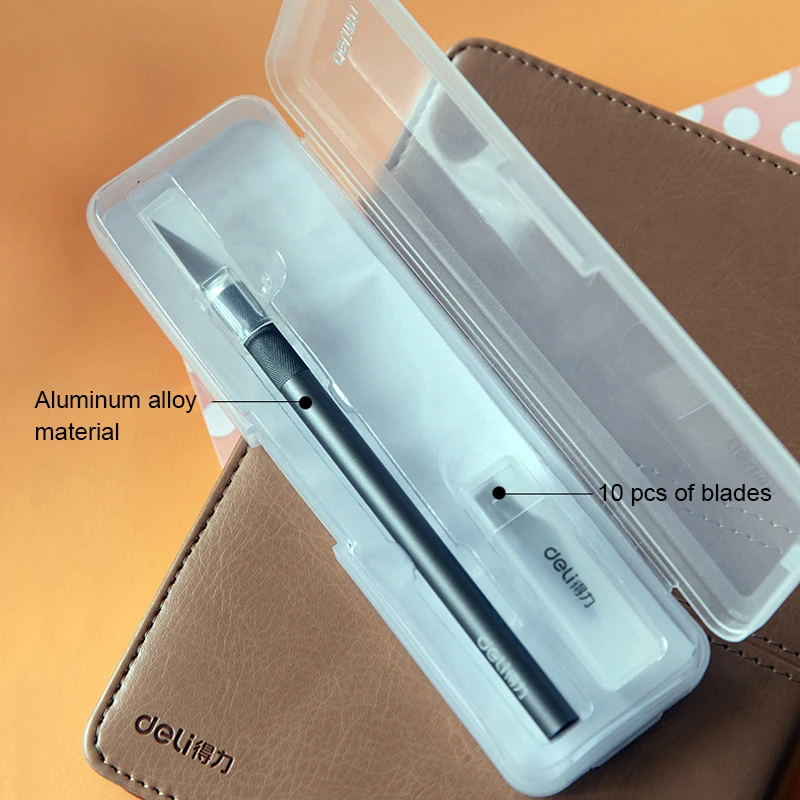 Deli Metal Magnetic Art Carving Knife Set Pocket Utility Knives ножи Box Paper Cutter Couteau with Cutting Mat Pad for Office