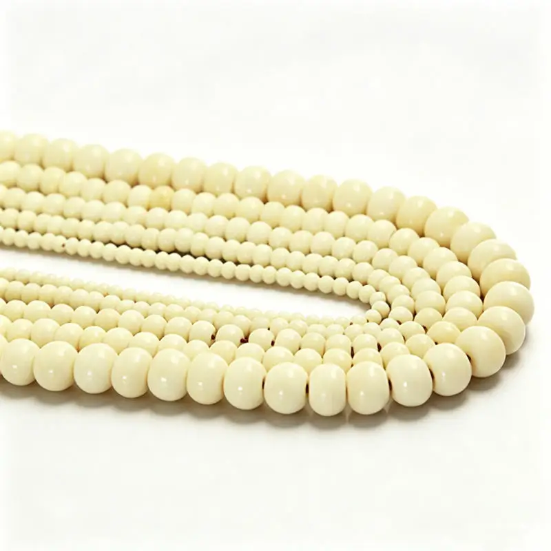 100 Beads White Yak Bone 8/10/12mm Hand Polish Bone Beads Strand TSB0015